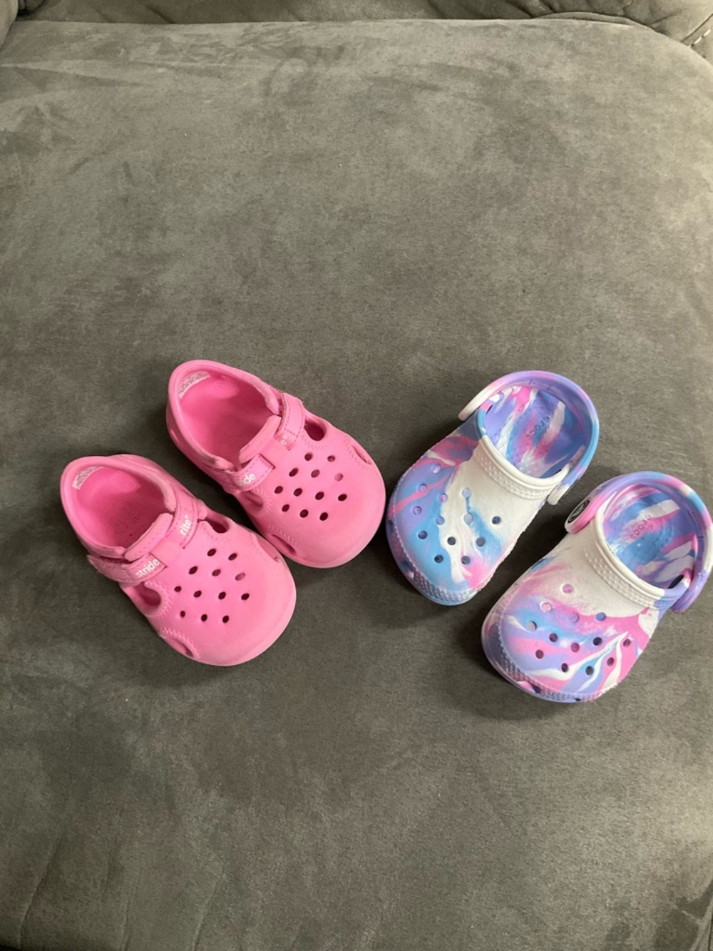 Baby Kids Pink & Tie Dye Slip-On Clogs-Water-Friendly Shoes Sride Rite Crocs 4/5
